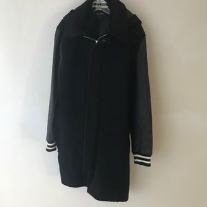 Club Monaco men’s wool lamb leather hooded jacket